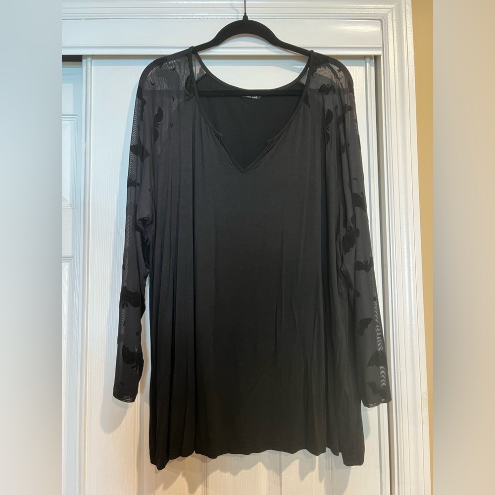 BloomChic black long sleeve shirt with Bats detailing